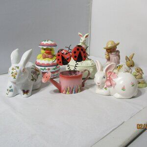 Bundle Lot of 7 Easter Spring Decor Items Bunny Rabbit Chick Ladybug